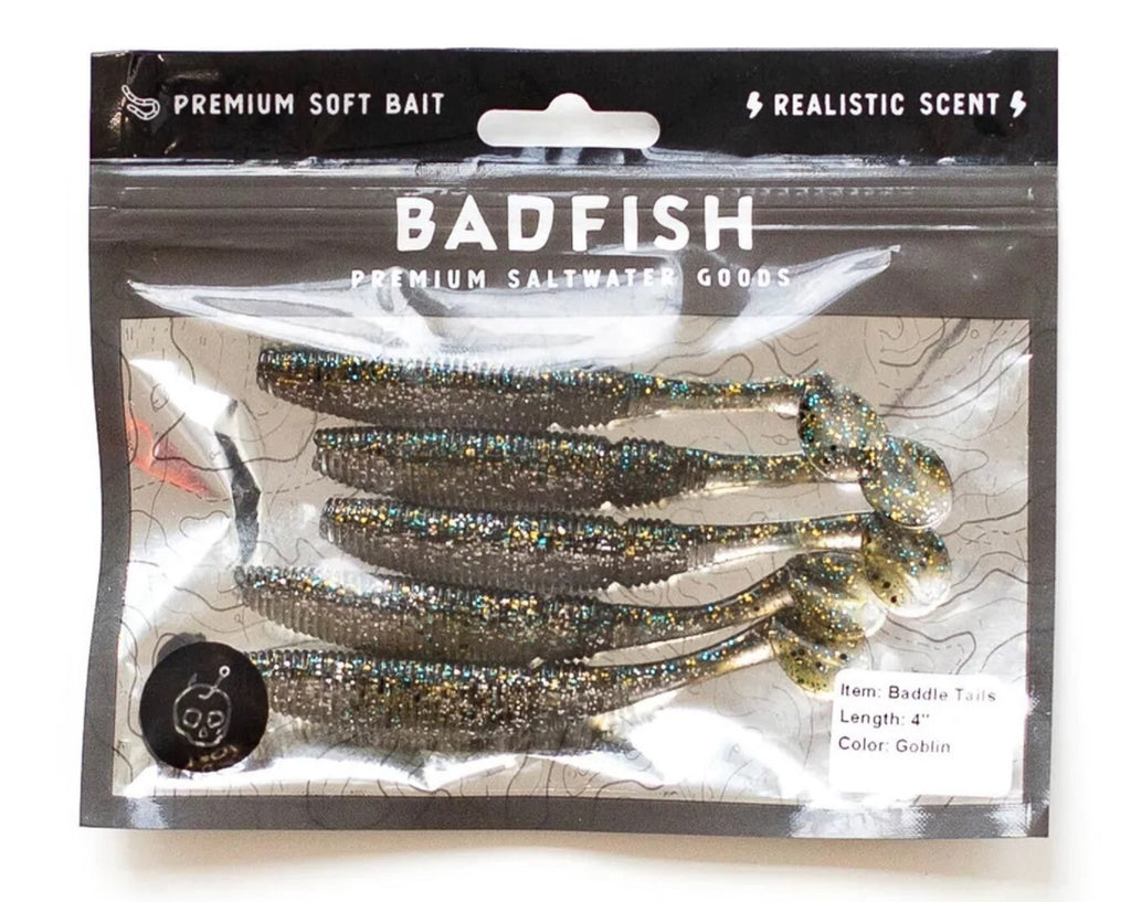BADFISH Baddle Tails Premium Saltwater Paddletail Swimbaits - 4, Gobl –  Blue Springs Bait & Tackle
